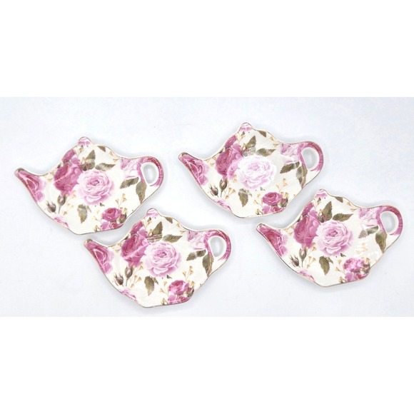 Mimi Premium Collection Floral Teapot Trinket Dishes - Set of 4 - Picture 1 of 2